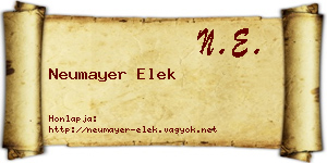 Neumayer Elek névjegykártya